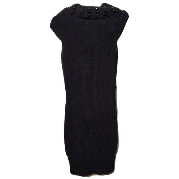G By Guess Womens Sweater Dress Tunic Black M Cable Knit Beaded Cowl Neck - Picture 3 of 3